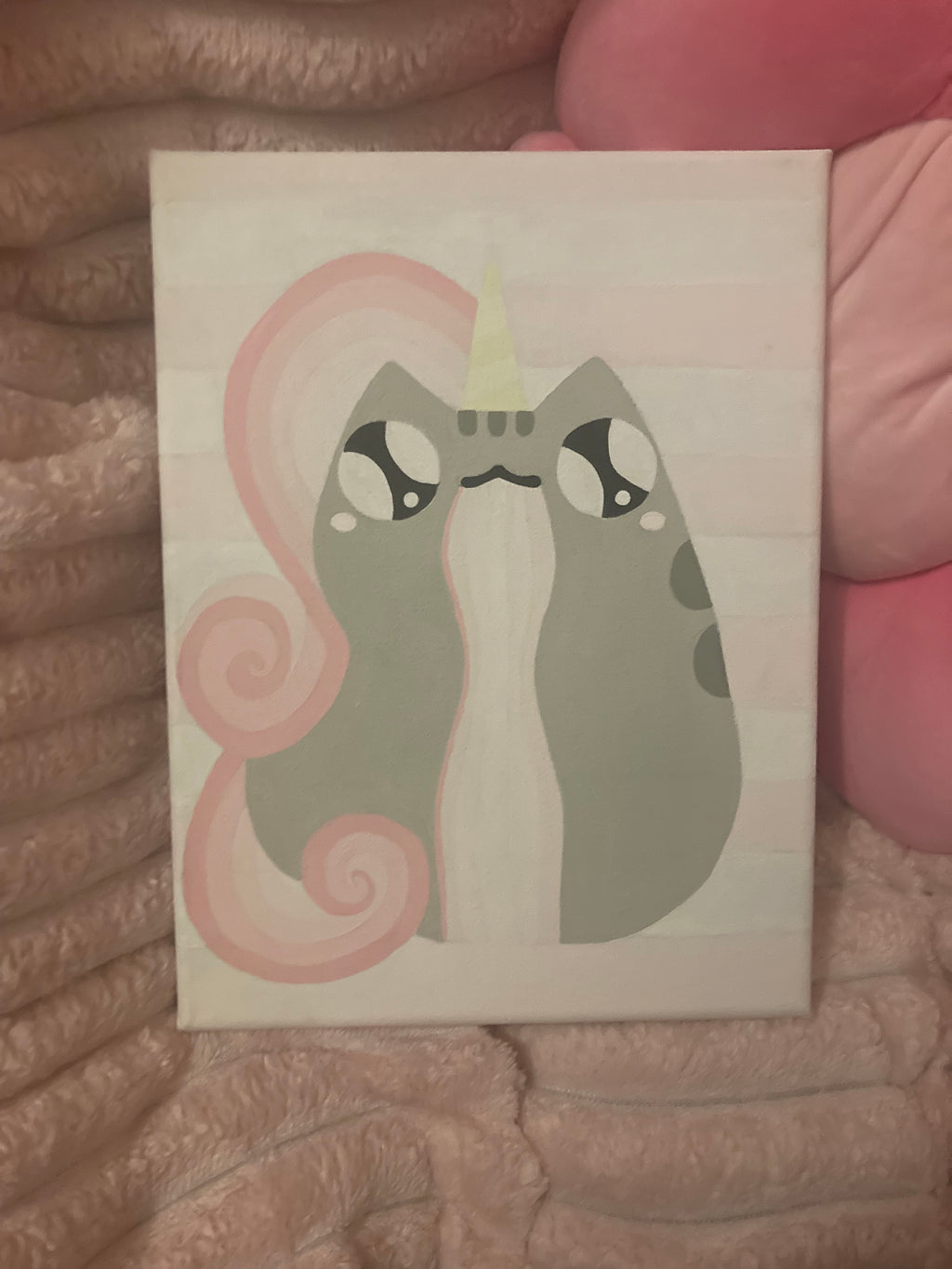 Uni kitty bubblegum pop canvas painting