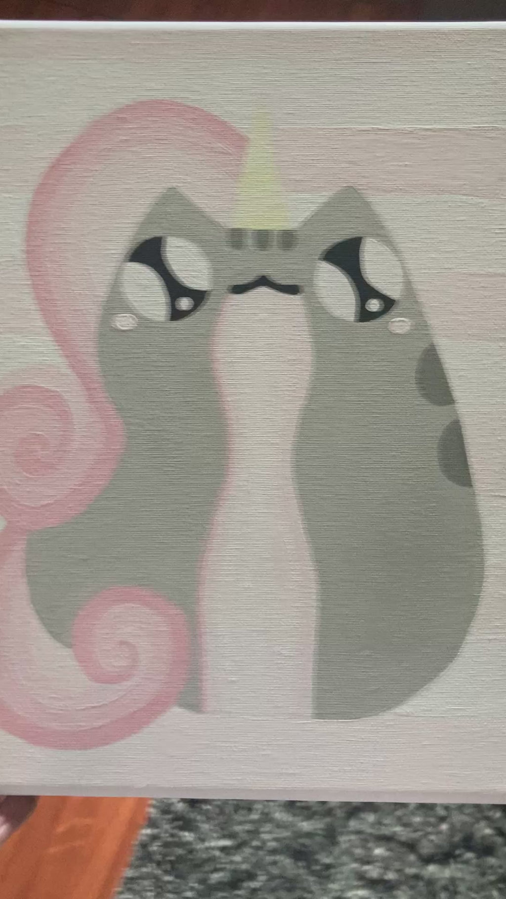 Uni kitty bubblegum pop canvas painting